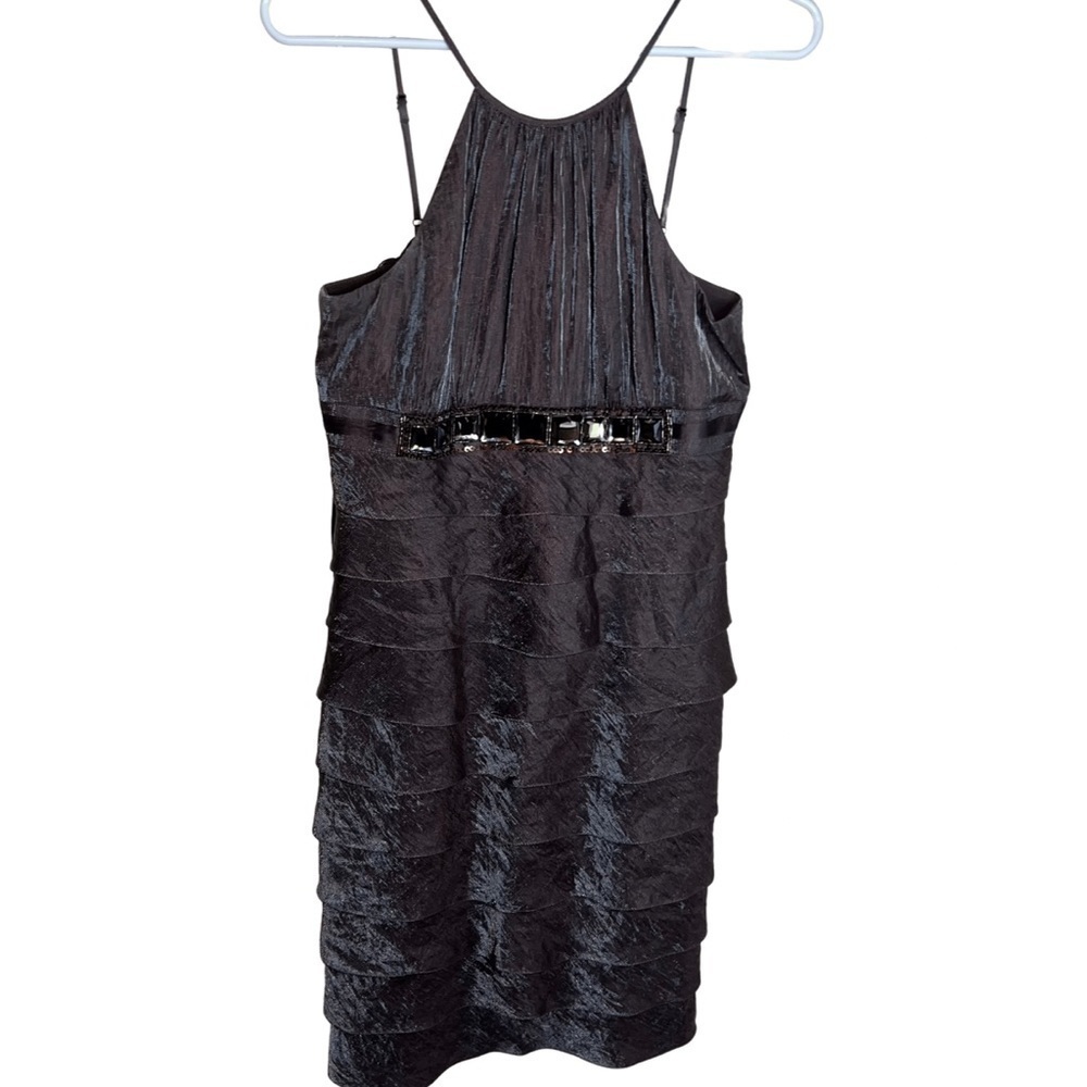 Adrianna Papell Women’s Shimmery Tiered Gray Copper Knee Length Cocktail Dress 8